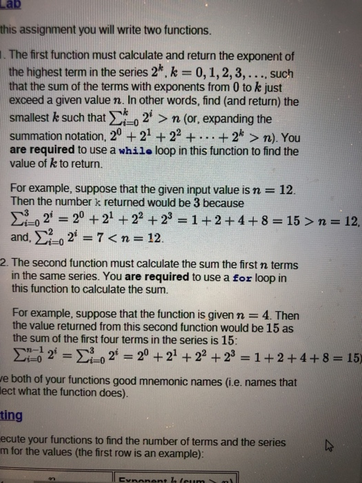 this assignment you will write two functions. The first function must calculate and return the exponent of the highest term i