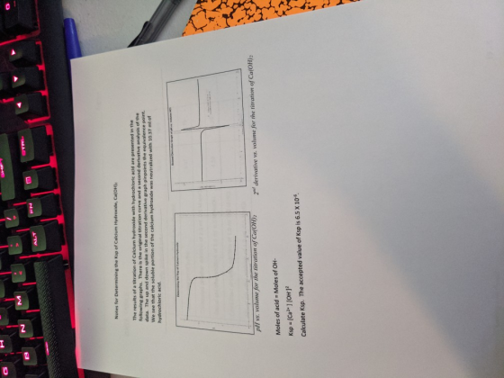 HIF TEL FN ALT Notes for Determining the Ksp of Calcium Hydroxide, Ca(OH)2 The results of a titration of Calcium hydroxide wi