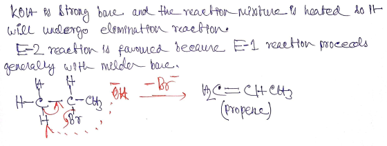 KOLU PA Strong bace and the reaction mixture Pa heated salt will undergo elemination reactione E-2 reaction is favoured becau