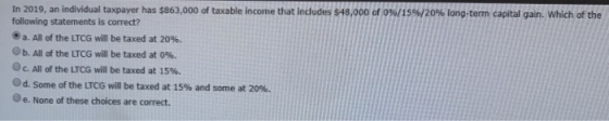 In 2019, an individual taxpayer has $863,000 of taxable income that includes $48,000 of 0%/15%/20% long-term capital gain. Wh