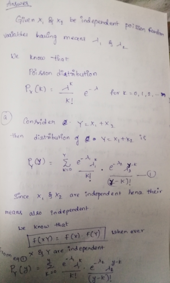 be ind epend nt poiten fard inter hasing me e noo tht k) K! kl Since x14x2 are independ ent he no. their means al so Indepe kroomaten rev) 1 token eve be Know FxFCx) fCY) tohen ever em ca Y are ind ependent meq① ,e