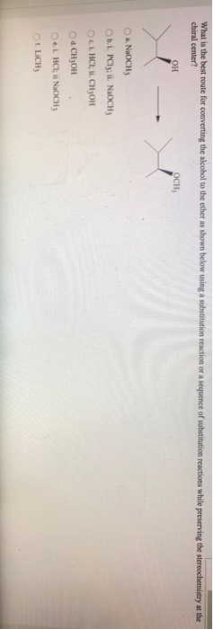 What is the best route for converting the alcohol to the ether as shown below using a substitution reaction or a sequence of