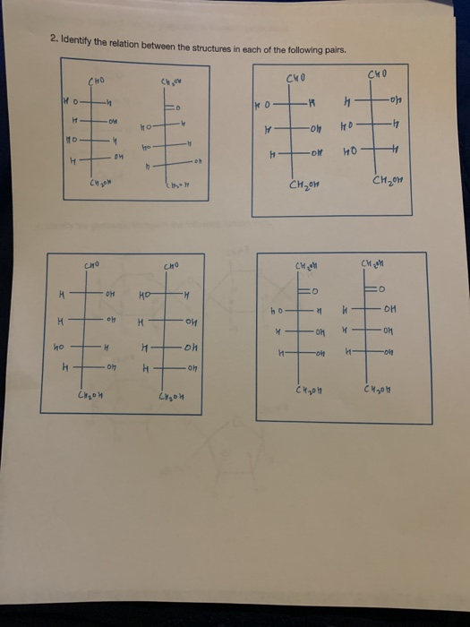 2. Identify the relation between the structures in each of the following pairs. с СО со Chow но -И h он lko НЕ OM -v с Р oh -