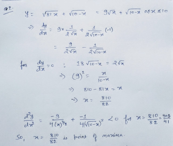 Q2 y = V812 trio-x gnt ſlog ofnalo dy dr gx I AVя t 1 avion (-1) g ars 2/1o-x for dy 18 Vioon = 2ra 키 g (g) = 810 - 812-a. 81