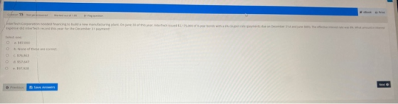 15 expense ad intertech record this year for the December payment 17.00 a. None of these are correct. 576.63 357.60 OP Aries
