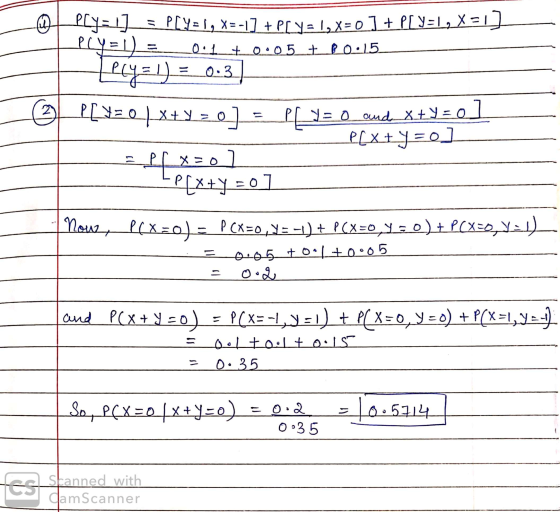 0.1 +0.05+P0:15 ☺ Ply=1] = P[Y= 1, X=-1] + PLY= 1, X=0 ] + P[Y=L, X= 1) Plyel) Ply=1) 0:3) 331 P [ 430 | X+Y20] PLX+y=0) fl_x