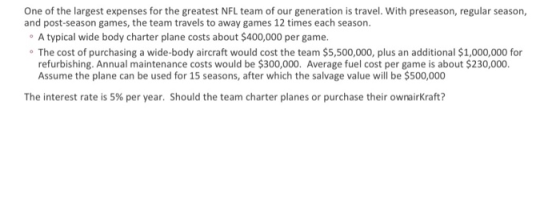 One of the largest expenses for the greatest NFL team of our generation is travel. With preseason, regular season, and post-s