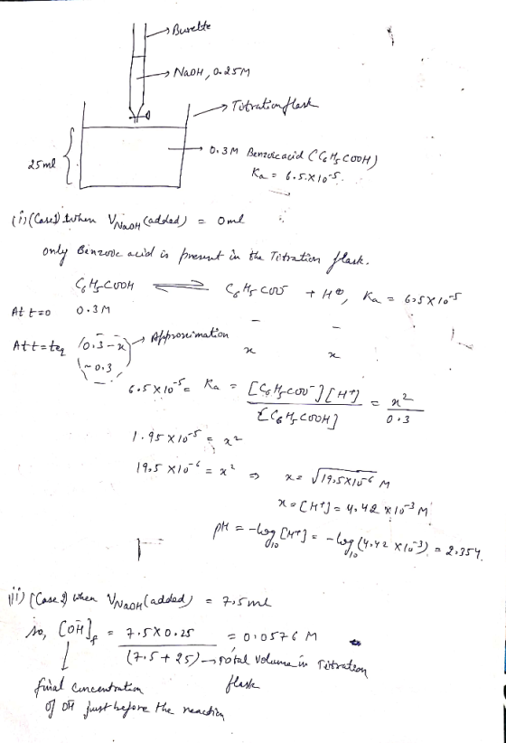 Burelte NaoH 0-5M Totvationfask 0. 3 M Benzulc avid CG4,C0DH Ka6.5.x10- dsme naterhn ViH(addad) Ome only 6inzeve acol i pret