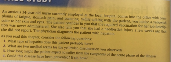 An anxious 34-year-old nurse currently employed at the local hospital comes into the office with com- plaints of fatigue, sto