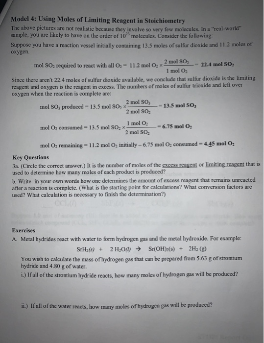 Model 4: Using Moles of Limiting Reagent in Stoichiometry The above pictures are not realistic because they involve so very f