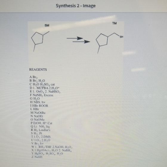 Synthesis 2 - Image SM REAGENTS A BI B BG- HO CHOH.SO, cat DI. MCPBA 2.1 0+ ET. OSO. 2. NaHSO, FN NHL Excess GH.O HNBS hy TUB