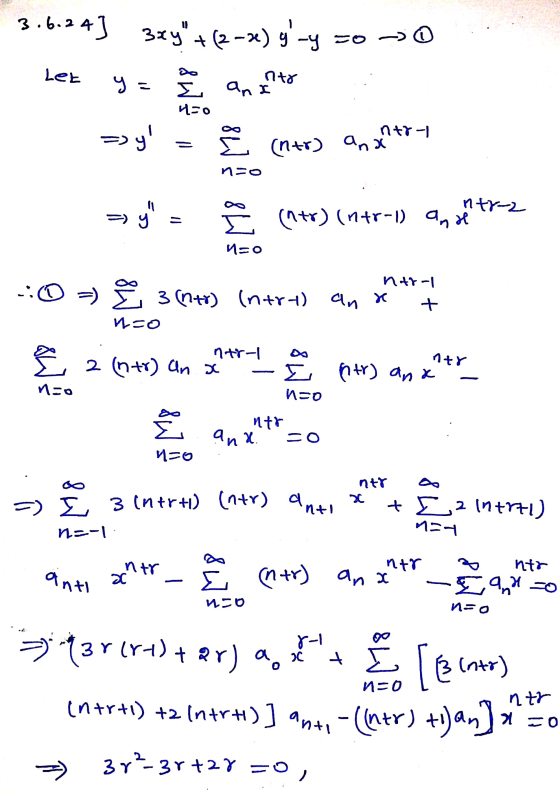3.6.24) 3xy +(2-2) g_y -Y 500 Let nto y I ana no => yl ntr- = E (nto) (1+r) and n=o 84 8W 11 => y ntr-2 (1+r) (ntr-1 an de