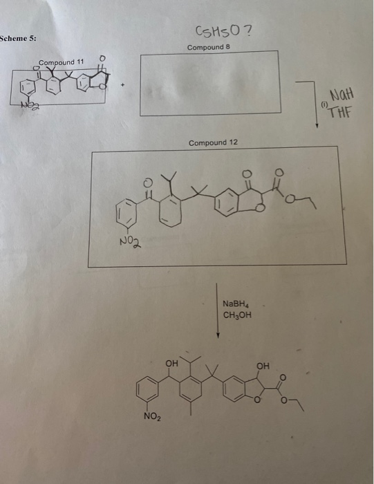 (SHSO? Scheme 5: Compound 8 Compound 11 NaH THE Compound 12 Har NO2 NaBH CH3OH OH OH NO2