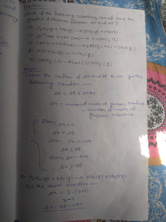 and onestionin Which of the follow ollowing reactions would have the greatest difference between at and 45? lay C3 HyCg) + 40