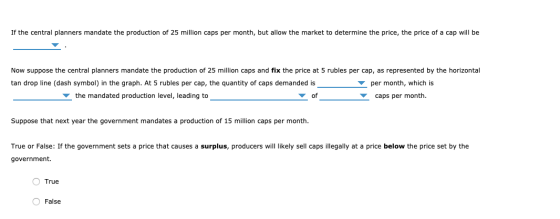 If the central planners mandate the production of 25 million caps per month, but allow the market to determine the price, the
