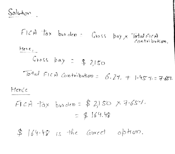 Solukon .. FICH Tax burden · Cross bay x Portal ICA contribution. Н “, . Gross bay : $ 2,150 Total FICH contribution = 6:24.