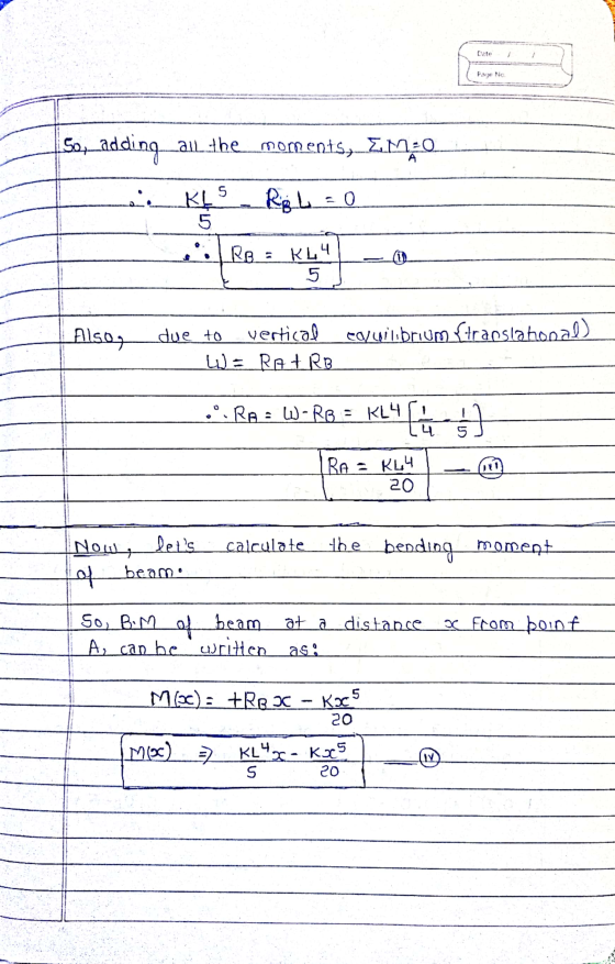 Parze NC Som adding al..the moments, EMO KL Rip La=0 5 ܕܩ 5 Ro. - K44 5 Also, due to vertical W = RATRB equilibrium ftranslat
