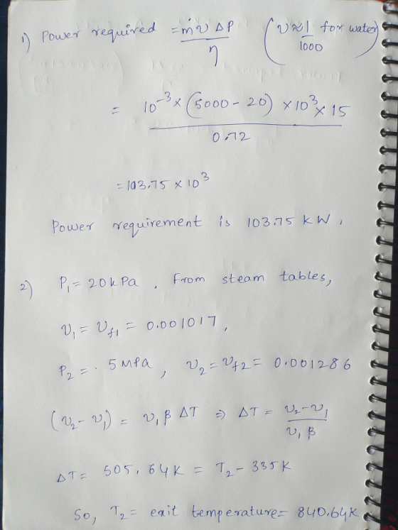 or water looo lo [0.3 (5000-20) x10, 15 Power quirements 103.ns k 2P 20 k Pa , from steom toble s 0.00 IOI7 , 5M.fa, 2)2. r V12-0.0t 12-8 6 2- 2- emp erature
