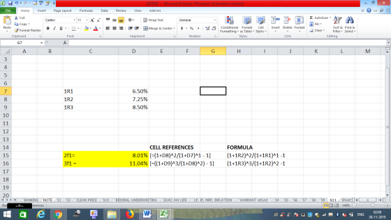 BOND - Microsoft Excel (Product Activation Failed) Add-Ins File Home Insert Page Layout Formulas Data Review View - 2x % Cut