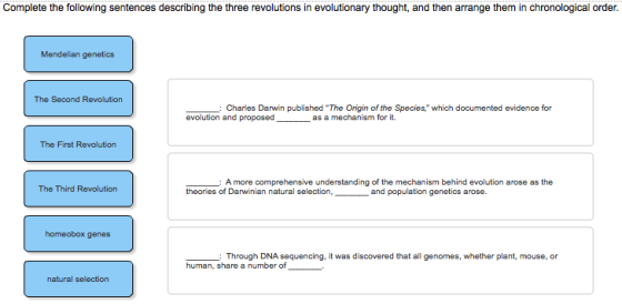 Image for Complete the following sentences describing the three revolutions in evolutionary thought, and then arrange th