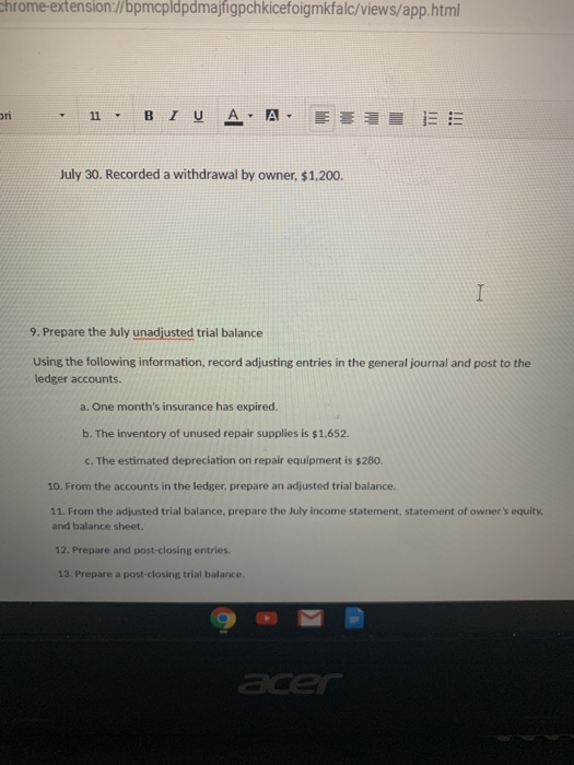 Chrome-extension://bpmcpldpdmajfigpchkicefoigmkfalc/views/app.html ori 11 BIV A - A. ESTE July 30. Recorded a withdrawal by o