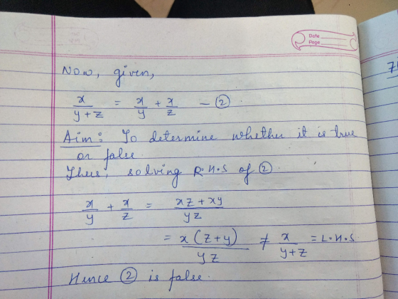Date Page Now, given, Aim: To determine whether it is true or falee There, selving Rins of 6. & & az + xy z yz C = x (z+ y =