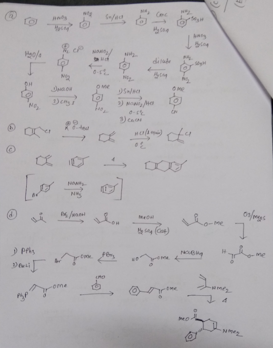 HNO3 L Hysog NaNO2/ Hah NH dilute LO · S03H NO2 NO2 H₂SO4 INAOH ome One 2 CH3S 1. Saltar 2) NaNO2/hel 0-5°C 3) cuch NON- NH3