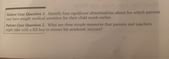 Patient Case Question 1. Identify four significant abnormalities above for which parents may have sought medical attention fo