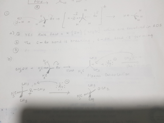 PU5) La a) ① YES Rate law = k YES The Rate law = klok ? Penal which are involved in ROS C- By bond is breaking cooH bond is f
