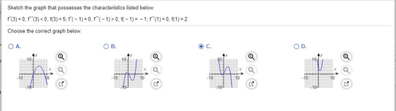 Sketch the graph that possesses the characteristics listed below. f(3) = 0,1 (3) <0, f(3) = 5; f(-1)= 0, f(-1)>0, f(-1)=