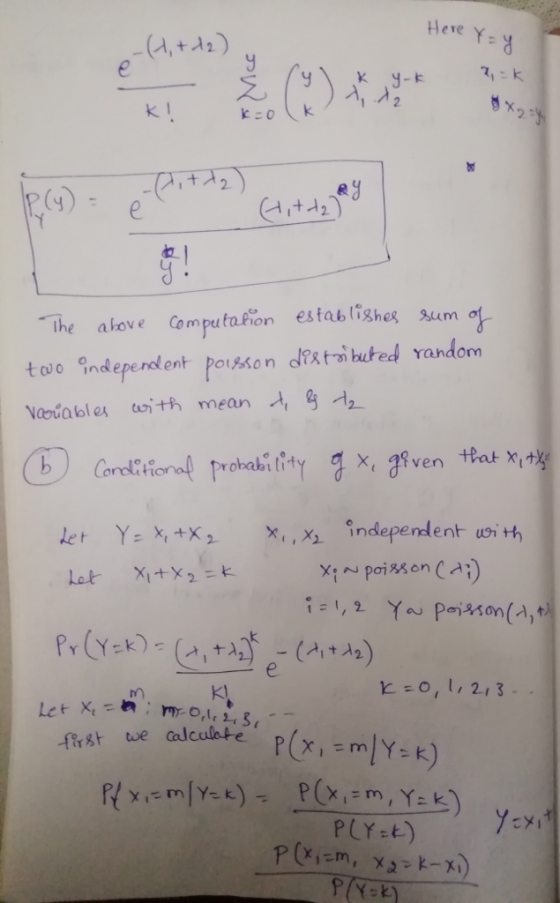 Here Y (d,+A 322) The ahove Computa Pion estab lishes sum t oo indepenlent poision dikandorm venables aヵ.th mean -t frst we calculete