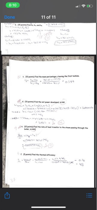 8:10 Done 11 of 11 (15 points) Find he muslinovce.s) and he - 2 U (10 ) Find the most percentage y lesing the first turbine 2