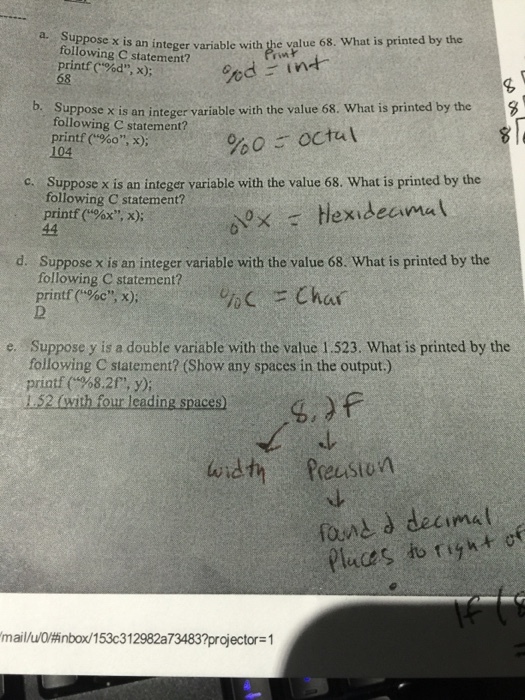 Suppose x is an integer variable with the value 68