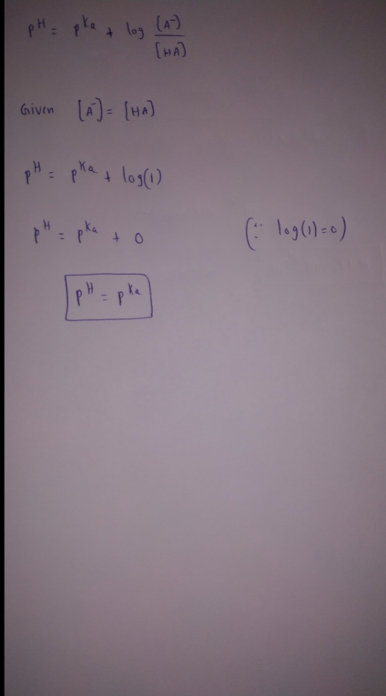 (HA) Given [A [HA) Ka pH-P log leg6)-0)