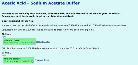 Acetic Acid - Sodium Acetate Buffer Answers to the following must be solved, submitted here, and also recorded in the table i