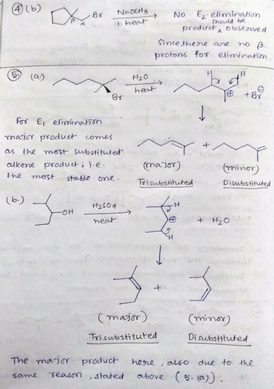6 (6) -Br NaOCH3 Theat → No Ez elimination should be product Obserwed Since there are no ß. protons for elimination (a) H20 t