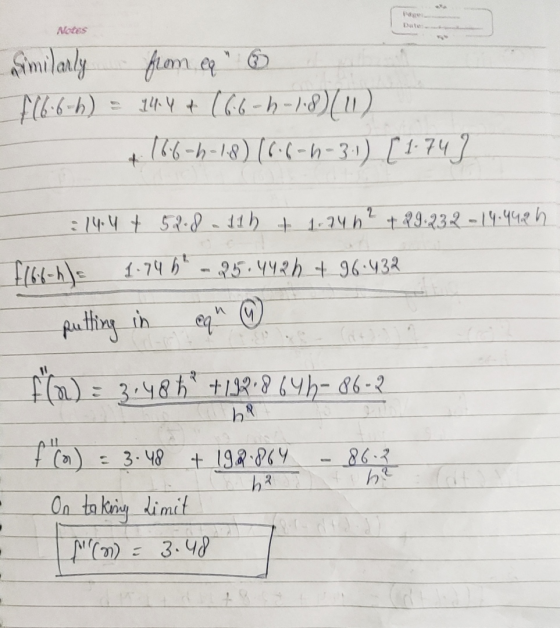 Notes Similarly from eq 6 f16-6-6) = 14.47 14.4 f (6.6-h-18) (11) 166-6-18) (6.6-n-31) [ 1.749 :14 4 t 52.8 - 11h + 1.74n² +2