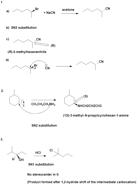 Br acetone y + NaCN Nacu acetonom .CN b) SN2 substitution om (R) S (R)-2-methylhexanenitrile CN M B EN - CH3CH2CH2NH2 NHCH2C