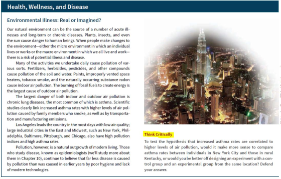 Health, Wellness, and Disease Environmental illness: Real or Imagined? am Our natural environment can be the source of a numb