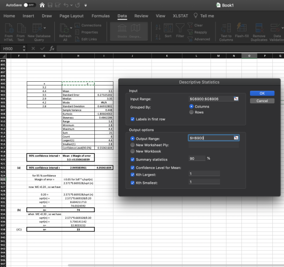 AutoSave OFF Xa Book1 Home Insert Draw Page Layout Formulas Data Review View XLSTAT & Tell me Connections f Y 0] > Clear Reap