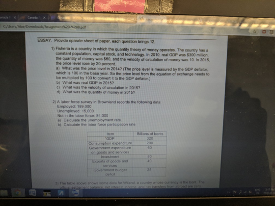 unada x P Canadax d a C:/Users/Moe/Downloads/Assignment%20-%20B.pdf ESSAY. Provide sparate sheet of paper, each question brin