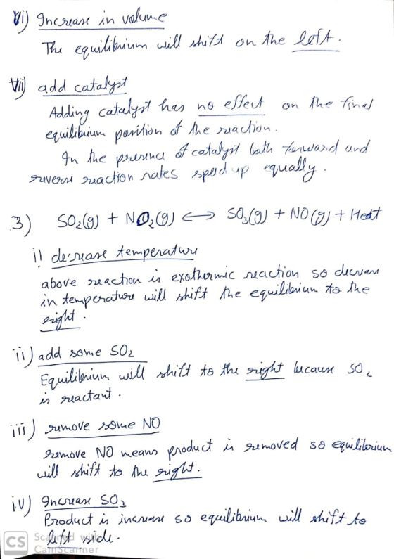 Wi) Increase in volume The equilibrium will shift on the 1. left. add catalyst Adding catalyst has no effect on the final equ