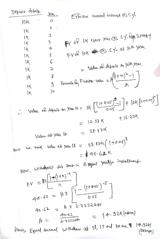 Cu Efective anmual insenejH @s-J ow 1K lo t 6.29K = 12.58 K 28.8K Value at yeau ta 40 62