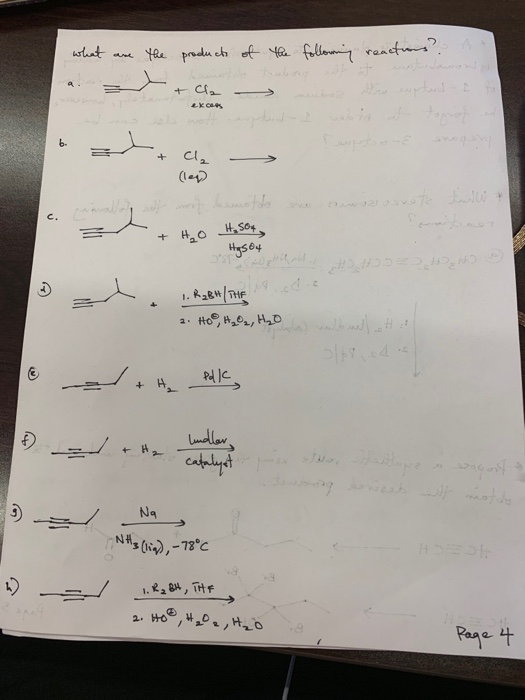 what are the products of the following reactions? ۔ + د - | ارد + 0 H, SC, + 1.28/11 ها ,ویری 20 , ولا د مع قمر : أوبل , Page