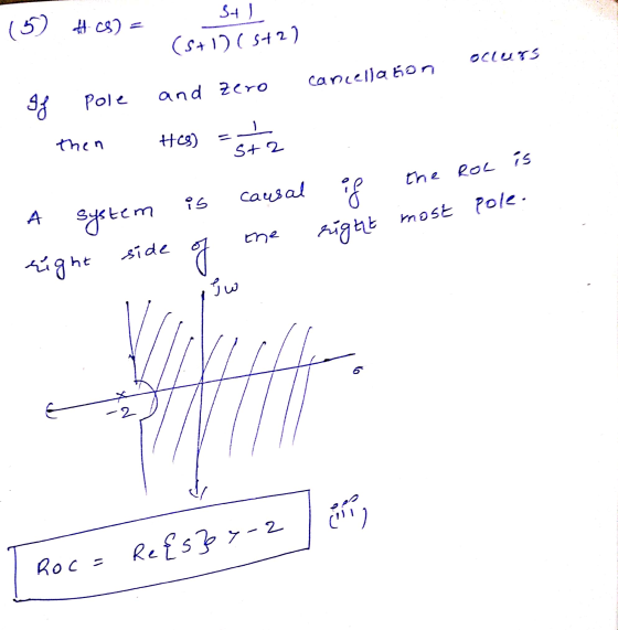 st) (5) #68) = (5+1) (5+2) OCLUS cancellation Pole and Zero If 1 then tes) St 2 the ROL is causal if is A most pole. Ene syst
