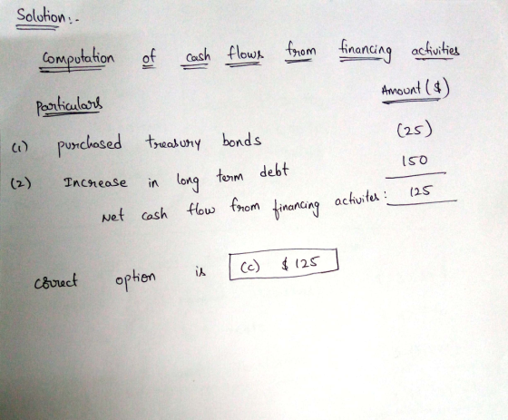 Solohon Computation oach loram fnann ackotes nandAq achvities Patialasu Amourt ( C) pusrclosed taluny bond s (2s) Tnchease in lon tom debt Iso Nef flow fnom iainacht(s C&rect option 、人 1Cc) 4125|