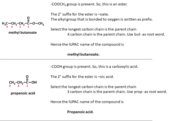 -COOCH3 group is present. So, this is an ester. The 2° suffix for the ester is -oate. The alkyl group that is bonded to oxyge