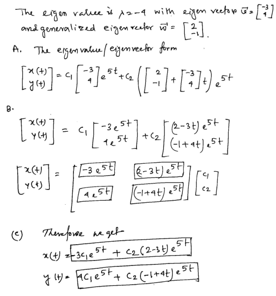 The with eigen veelope [? eigen en ralee is 12-4 and generalized eigen rector in = [2] The ergenvalue / eigen ree for form A.