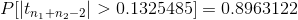 P[\left |t_{n_{1}+n_{2}-2} \right | >0.1325485 ] = 0.8963122