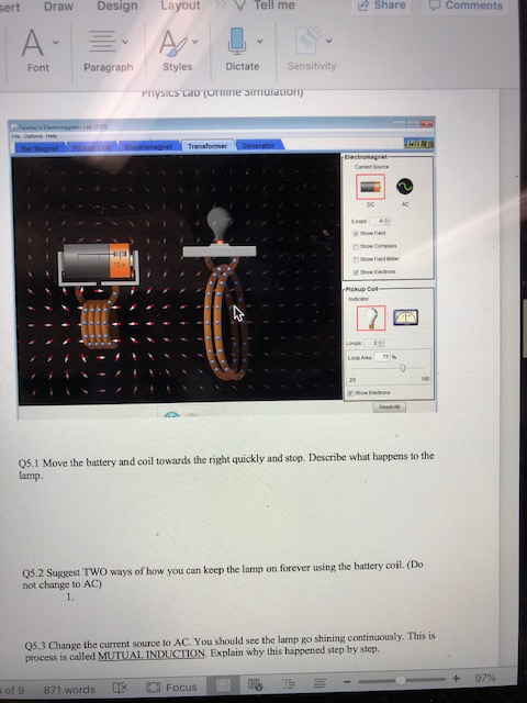 sert Draw Design Layout Tell me Share Comments A. Font Paragraph Styles Dictate Sensitivity Physics Lab Tumine simulation) Ma